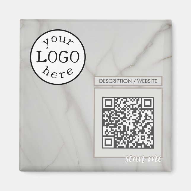 Íman Código QR para Marble Branco Elegante para Negócio (Frente)