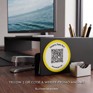Íman Código QR Personalizado Amarelo & Promoção de Site