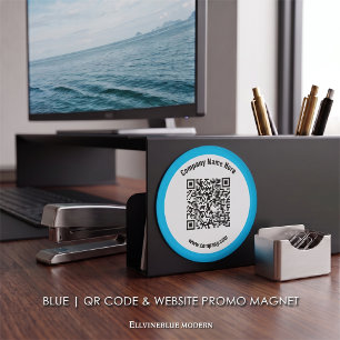 Íman Código QR Personalizado Azul Céu e Promoção de Sit