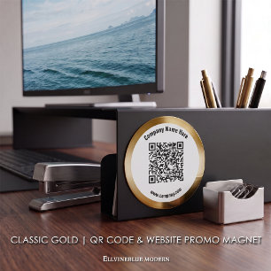 Íman Código QR Personalizado Clássico Ouro & Promoção d