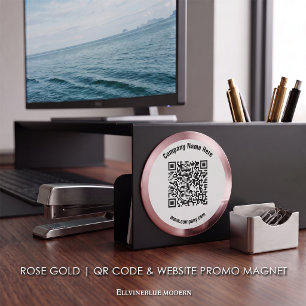 Íman Código QR Personalizado em Rose Gold & Promoção de