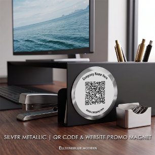 Íman Código QR Personalizado Metálico Prateado & Promoç