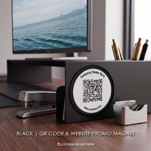 Íman Código QR Personalizado Preto & Promoção de Site