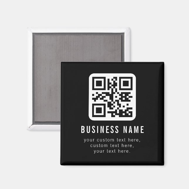 Íman Código QR personalizável e design de texto editáve (Front/Back)