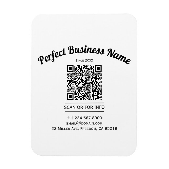 Íman Código QR - Preto e Branco Simples Clara (Vertical)
