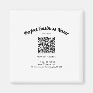 Íman Código QR - Preto e Branco Simples Clara