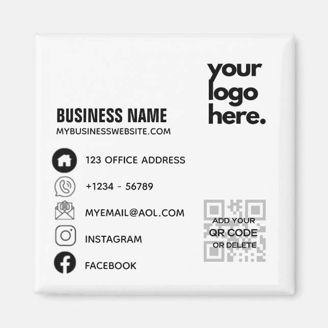 Íman Código QR próprio Logotipo comercial crio ID de mí (Frente)