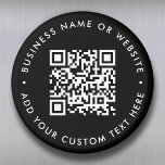 Íman Código QR | Ronda Minimalista Moderna Negra<br><div class="desc">Um simples modelo de ímã de código QR preto personalizado num estilo minimalista moderno que pode ser facilmente atualizado com o seu código QR,  nome comercial ou Web site e texto personalizado,  por exemplo. digitalize-me para...  #QRcode #magnet #business</div>