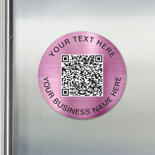 Íman Código QR Rosa Promocional de Negócios