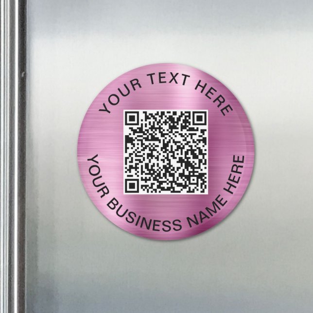 Íman Código QR Rosa Promocional de Negócios (Pink QR Code Business Promotional Magnet)