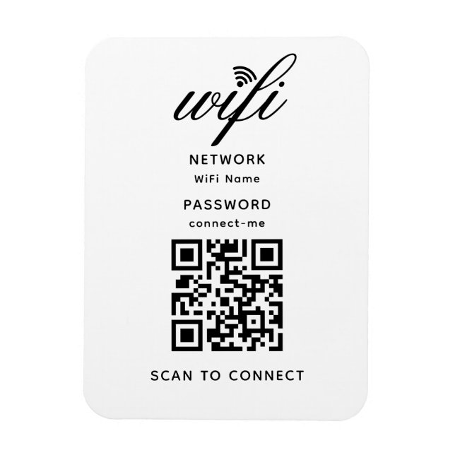 Íman Código QR Senha Internet Wifi Branco Flexível (Vertical)