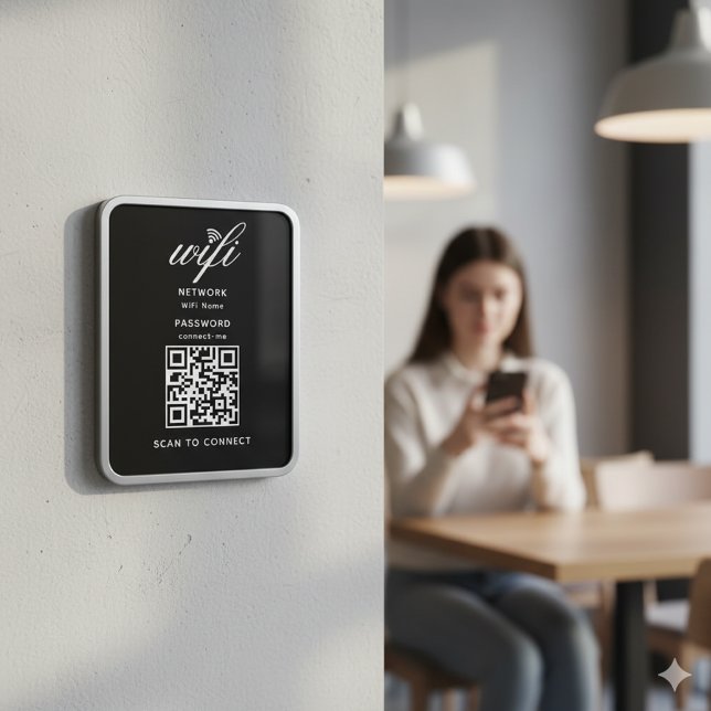 Íman Código QR Senha Internet Wifi Preta Flexível (Criador carregado)