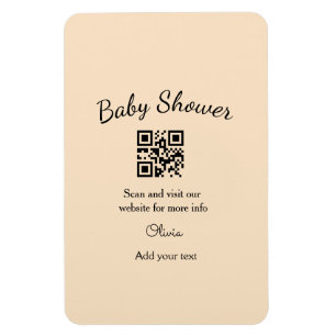 Íman Código QR simples para chá de bebê rosa adicionar