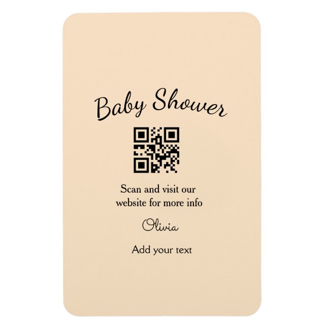 Íman Código QR simples para chá de bebê rosa adicionar  (Vertical)