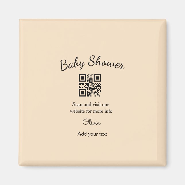 Íman Código QR simples para chá de bebê rosa adicionar  (Frente)