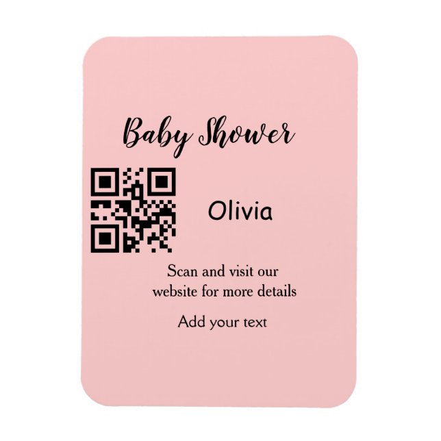 Íman Código QR simples para chá de bebê rosa adicionar  (Vertical)