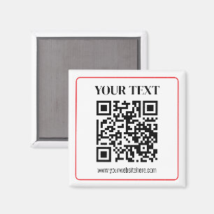 Íman Código QR simples preto e branco com borda vermelh