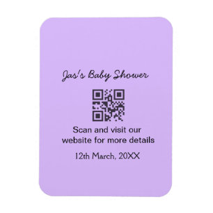 Íman Código QR simples roxo para chá de bebê adicionar 