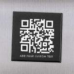 Íman Código QR | Texto Personalizado Preto Moderno Míni<br><div class="desc">Um simples modelo de ímã de código QR preto personalizado num estilo minimalista moderno que pode ser facilmente atualizado com o seu código QR e texto personalizado,  por exemplo,  digitalize-me para...  #QRcode #magnet #business</div>