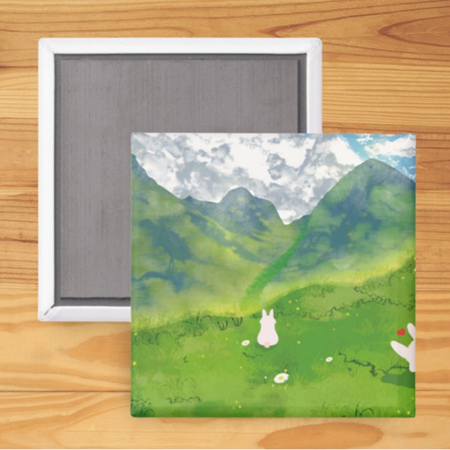 Íman Coelhinho Bonito na Montanha View Magnet (Criador carregado)