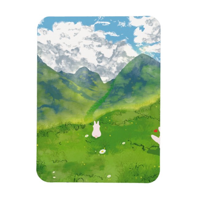 Íman Coelhinho Bonito na Vista de Montanha (Vertical)