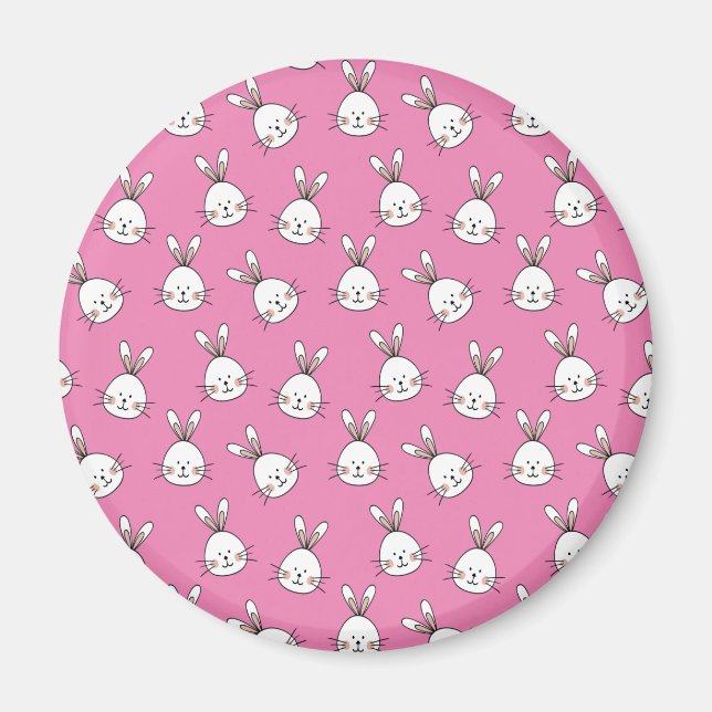 Íman Coelhinho branco e bonito da Páscoa a rosa (Frente)