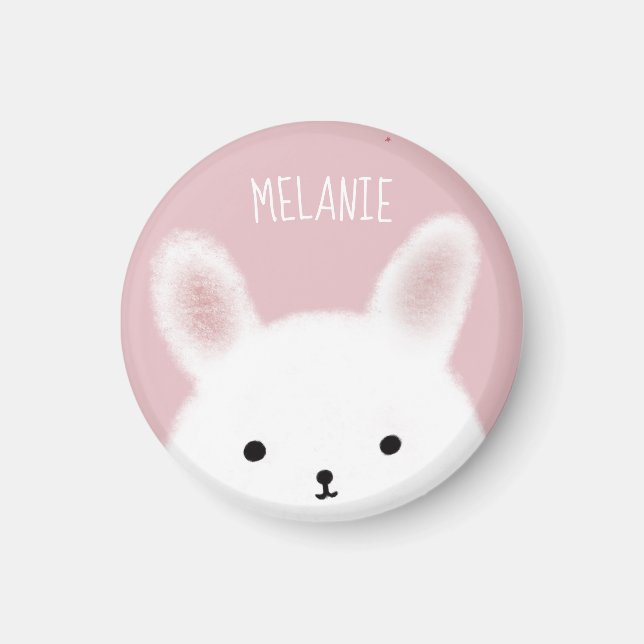 Íman Coelhinho Cor-de-Rosa Bonito, Felpudo Personalizad (Frente)