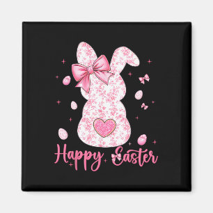 Íman Coelhinho da Páscoa Feliz Coquete Bunny Floral Mul