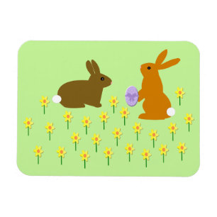Íman Coelhinhos de Páscoa bonitos e ímãs de Daffodils