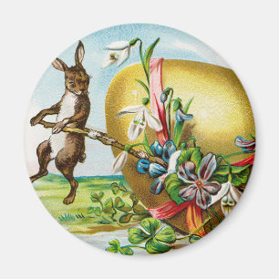 Íman Coelhinhos Felizes de Páscoa Vintage Ovos de Pásco