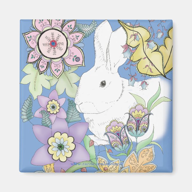 Íman Coelho Azul (quadrado) (Frente)