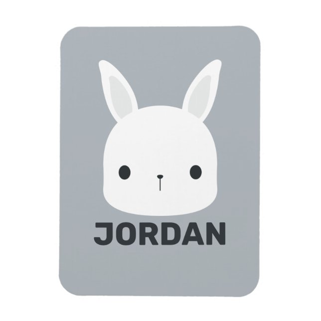 Íman Coelho Bonito com Nome Personalizado (Vertical)