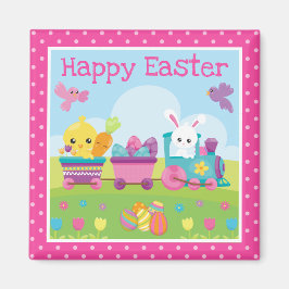 Íman Coelho bonito, Pintinho e Ovos de Chocolate Páscoa