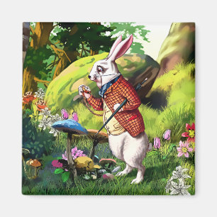 Íman Coelho branco Alice em ímãs da páscoa do país