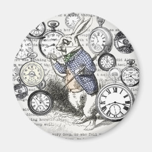 Íman Coelho Branco Alice Relógios Arte Terra das Maravi