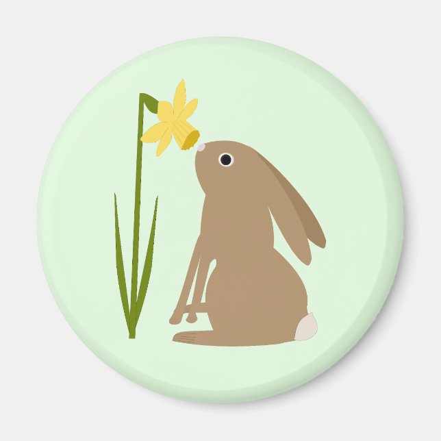 Íman Coelho Coelho da Páscoa e flor de Daffodilo (Frente)