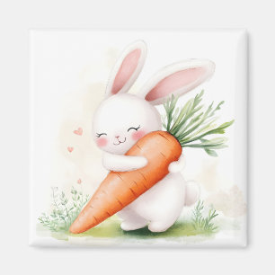 Íman Coelho de cenoura de aquarela fofa de primavera