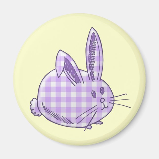Íman coelho de gingham roxo (Frente)