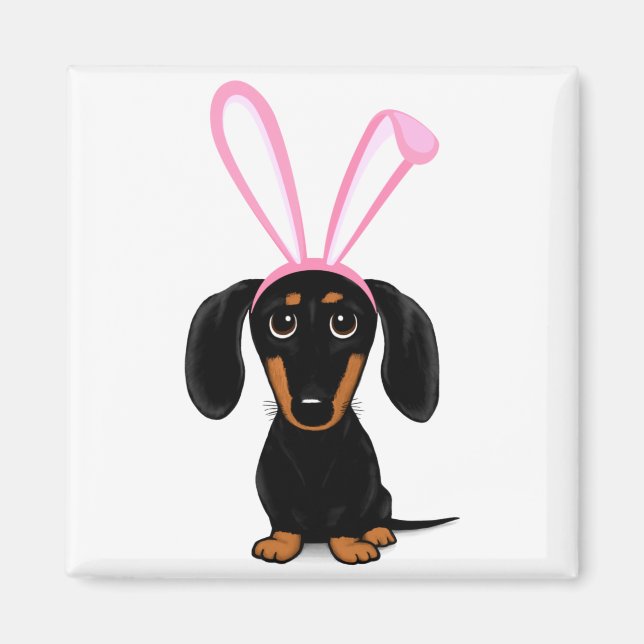 Íman Coelho de Páscoa Engraçado Cachorro Dachshund Pret (Frente)