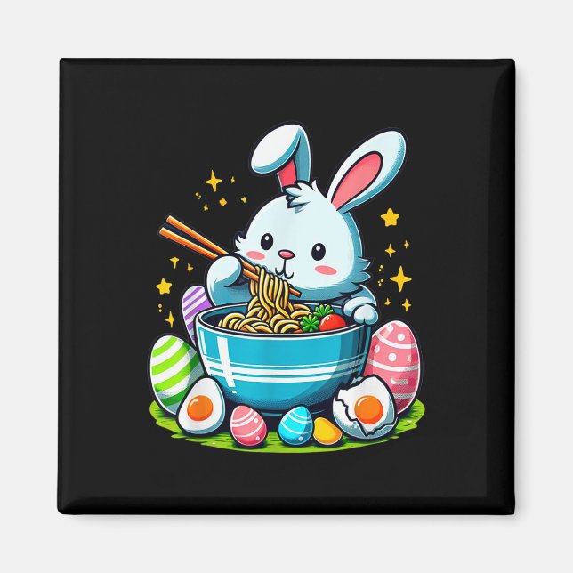 Íman Coelho de Páscoa Ramen Kawaii Macarrão Japonês Mul (Frente)