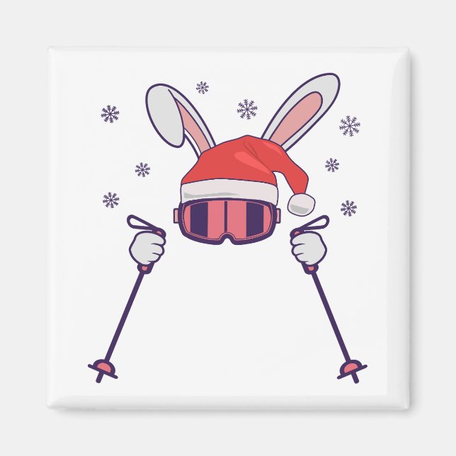 Íman Coelho dos Papais noeis de esqui com Santa Hat e b (Frente)