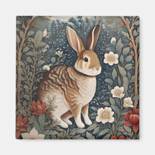 Íman Coelho Elegante Enquadrado por Flores e Folhas