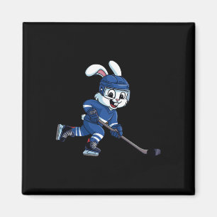 Íman Coelho Feliz da Páscoa Jogando Hóquei no Gelo Espo