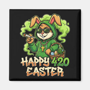 Íman Coelho Feliz de Páscoa Funny Weed Rabbit Stoner