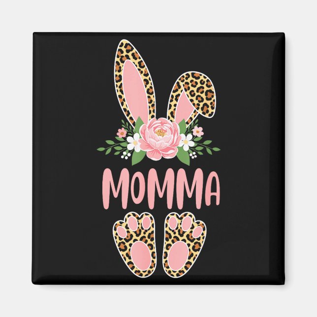 Íman Coelho mãe de leopardo floral feliz páscoa dia das (Frente)