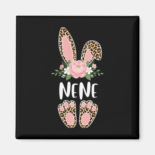 Íman Coelho Nene Leopardo Floral Feliz Páscoa Primavera (Frente)