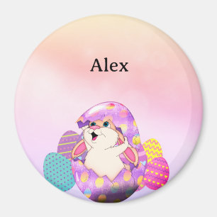 Íman Coelho personalizado em ovo colorido