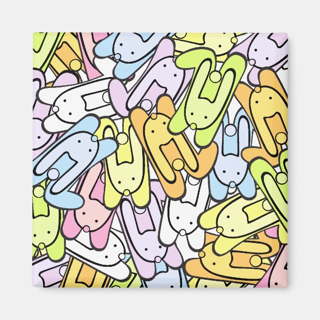 Íman coelhos coloridos (Frente)