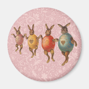 Íman Coelhos de Páscoa Vintage Dançando com Fantasias d