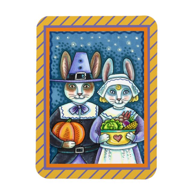 ÍMAN  COELHOS DE PILGRIM, OBRIGADO A COLHEITA DE HARE, B (Vertical)
